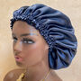 Set Of Two, Silk Scrunchie With Hair Cap, Blue, thumbnail 2 of 9