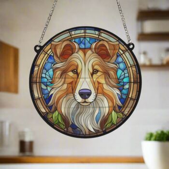 Rough Collie Stained Glass Effect Suncatcher, 4 of 5