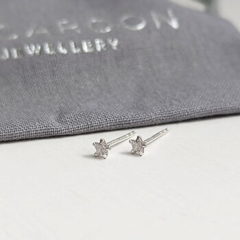 Tiny Crystal Star Stud Earrings, 2 of 7