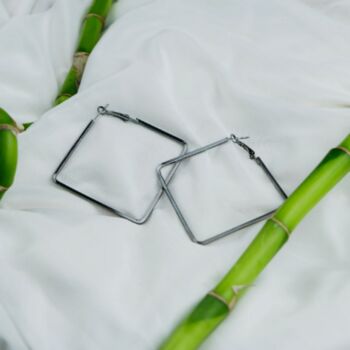 Silver Plated Large Dainty Square Hoop Earrings, 3 of 6
