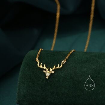 Sterling Silver Stag Deer Necklace, 4 of 11