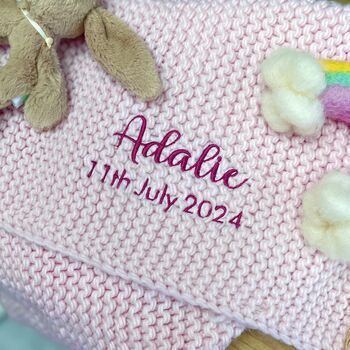 Personalised Pink Garter Stitch Baby Blanket, 2 of 5