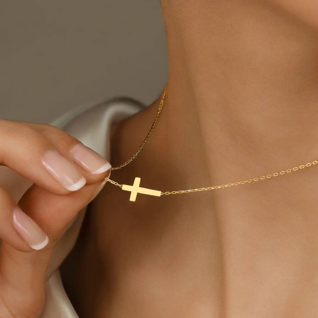 Sideways Cross Necklace, 1 of 8