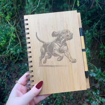 Personalised Bloodhound Dog Engraved Notebook, 4 of 4