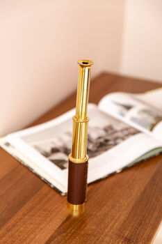 Six Inch Brass Handheld Mini Telescope With Wooden Box, 12 of 12