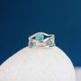 Molten Sterling Silver Blue Opal Trio Ring, thumbnail 2 of 6