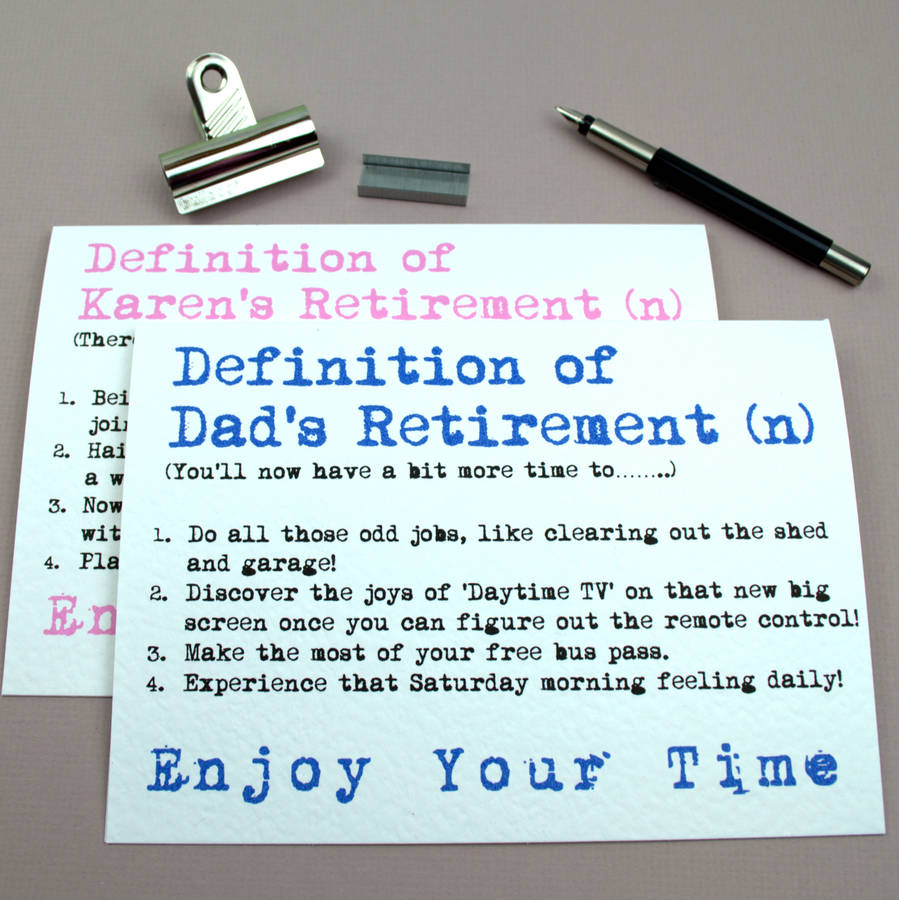Personalised Definition Of Retirement Card, 1 of 12