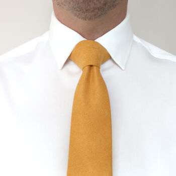 Wedding Handmade 100% Brushed Cotton Tie In Mustard Yellow | Groomsmen Ties, 4 of 10