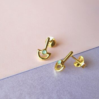 Ethical Blue Chalcedony Gold Stud, 4 of 5