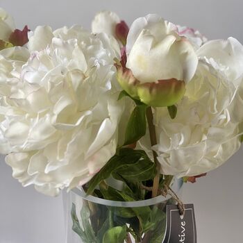 Artificial White Real Feel Peony, 3 of 11