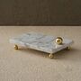 Handmade White Marble Rectangular Serving Board With Gold Sphere, thumbnail 1 of 2