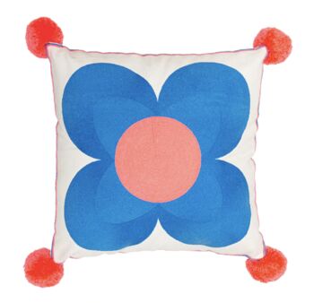 Embroidered Pom Pom Flower Cushion, 4 of 4
