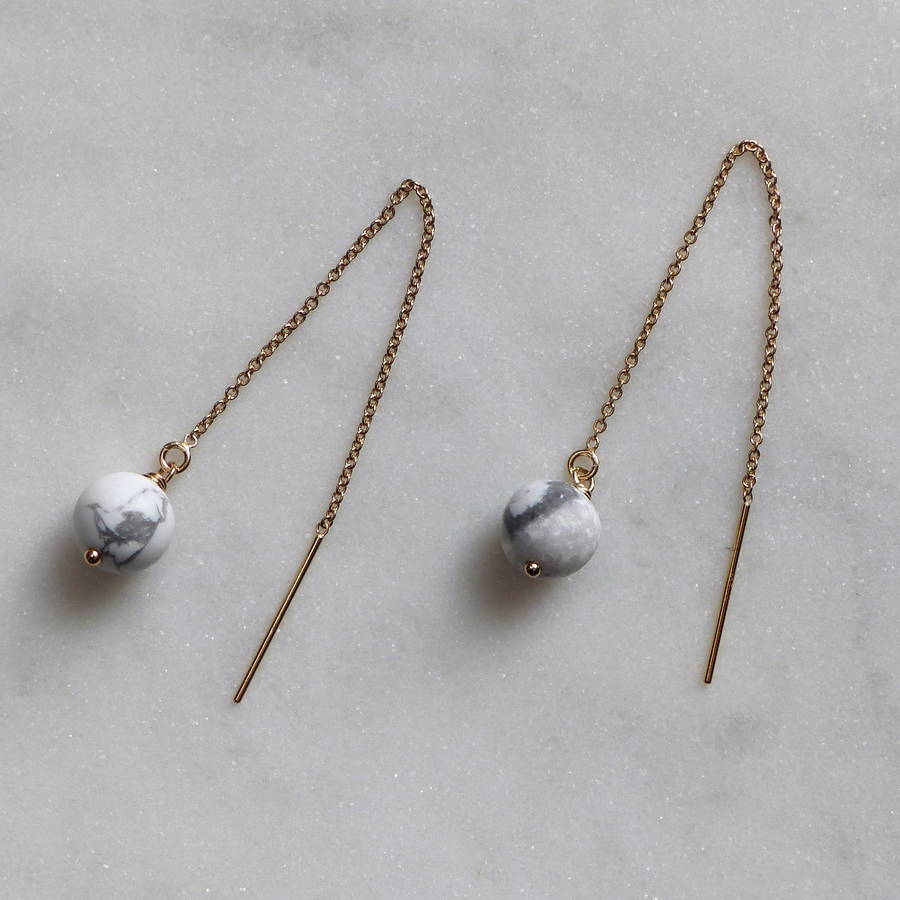 marble look thread earrings by myhartbeading | notonthehighstreet.com