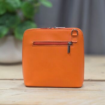 Leather Cross Body Handbag In Bright Orange, 2 of 3
