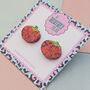 Tomato Glitter Resin Studs, thumbnail 4 of 4
