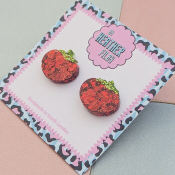 Tomato Glitter Resin Studs, 4 of 4