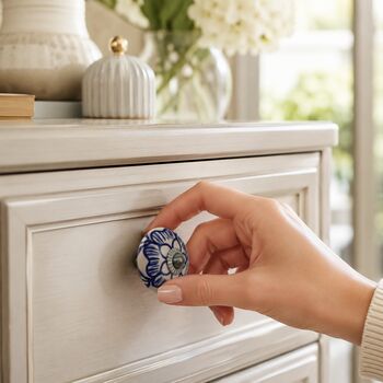 Indigo Petal Heritage Ceramic Cabinet Knob, 2 of 7
