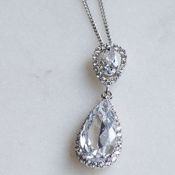 Simple Pear Drop Crystal Necklace, 2 of 4