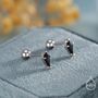Black Cz Rhombus Screw Back Earrings In Sterling Silver, thumbnail 3 of 10