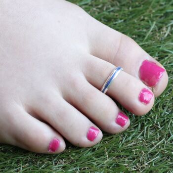 Pure Silver Blue Bohemian Indian Bichiya Slim Toe Ring, 2 of 8