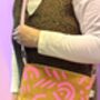 Boxy Crossbody Bag Pink Squiggles On Mustard, thumbnail 1 of 5