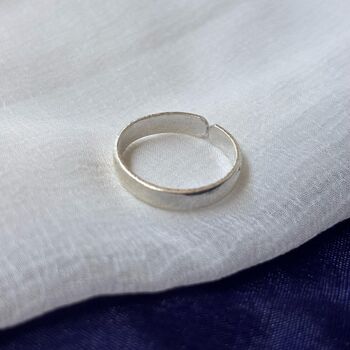 Adjustable Plain Pure Silver Band Cuff Ring, 4 of 5