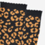 Orange Black Glitter Leopard Print Ankle Socks Women's, thumbnail 2 of 4