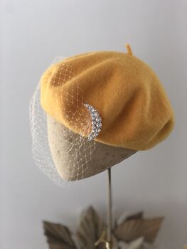 Yellow Beret With Optional Veil And Accessories, 6 of 12