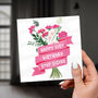 21st Birthday Card – For Step Sister With Floral Design, thumbnail 1 of 5