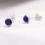 Sterling Silver Dark Blue Crystal Stud Earrings, thumbnail 4 of 11