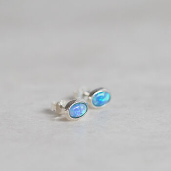 Sterling Silver Opal Stud Earrings, 3 of 9