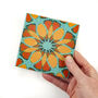 Orange Teal Geometric Flower Tile, thumbnail 7 of 10