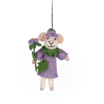 Handmade Felt Violet The Mouse Decoration, 2 of 3