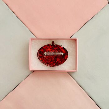 The 'Heirloom Harvest' Tomato Resin Brooch / Tomato Girl Aesthetic / Gift For Gardeners, 6 of 6