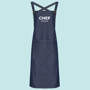 Personalised Chef Cotton Canvas Cross Back Apron, 4 of 9