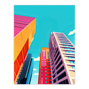 City Living Multi Color Vibrant Building Wall Art Print, 6 of 6