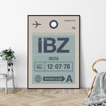 Ibiza Vintage Flight Luggage Tag Print, 2 of 3