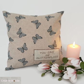 Butterfly Teal Cushion, Personalised New Home Gift, 4 of 11