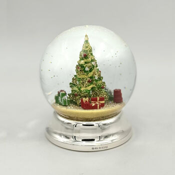 Personalised Christmas Tree Glitter Snow Globe With Sterling Silver Base, 2 of 5