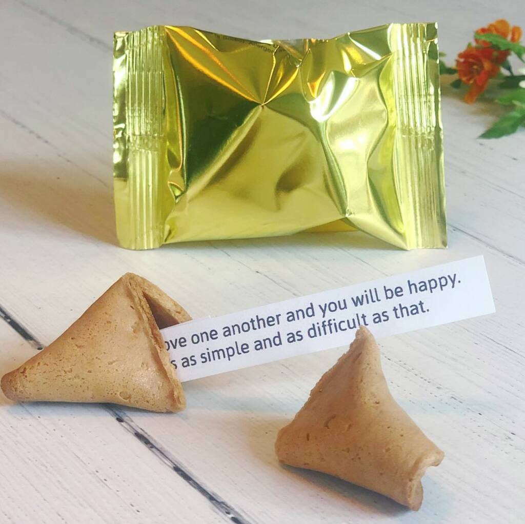 Unusual Wedding Favours Fortune Cookies Gold Wrapper By Bunting