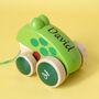 Personalised Pull Along Green Wooden Frog, thumbnail 1 of 4