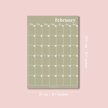 A4 Monthly Undated Wall Planner | 12 Pages | Pastels, 10 of 10