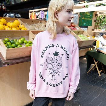 Thanks A Bunch Unisex Pink Fruit Logo Sweatshirt, 4 of 5