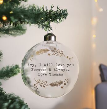 Glass Gold Foliage Design Bauble, 2 of 3