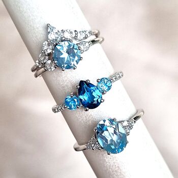 London Blue And Swiss Blue Topaz Ring Sterling Silver, 7 of 9