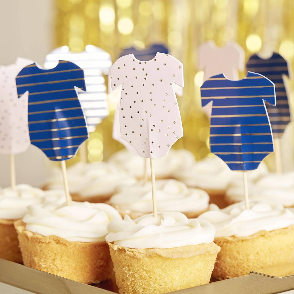 Pink And Navy Babygrow Baby Shower Cupcake Toppers By Ginger Ray