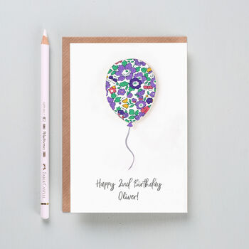 Personalised Liberty Childrens Balloon Birthday Card, 2 of 3