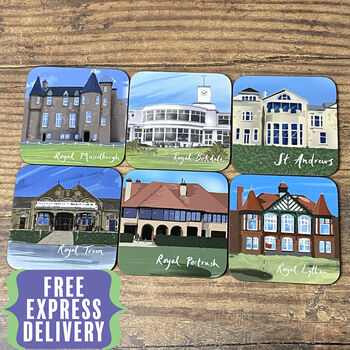 Set Of Four British Open Golf Club Coasters, 3 of 12