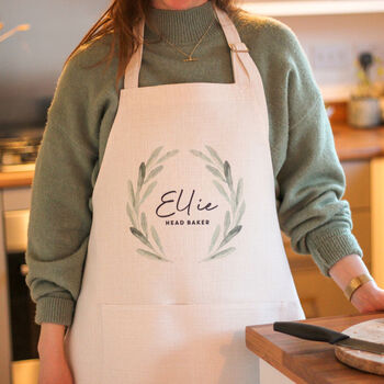 Personalised Floral Wreath Apron For The Home, 3 of 3