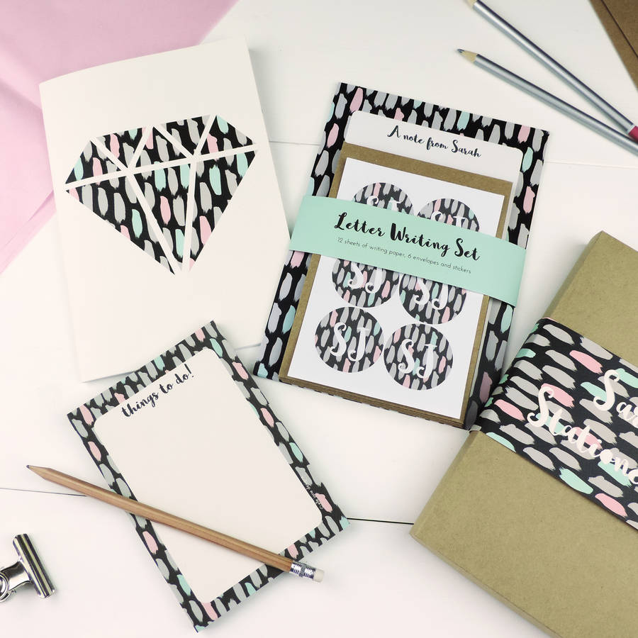 Personalised Stationery Gift Set Diamond By Elle Jane Designs